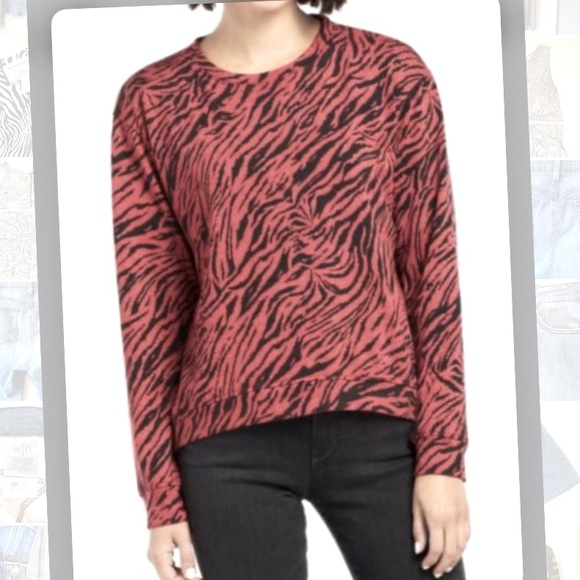 Sundry women’s long sleeve pink and black zebra crew neck - size S/M - Picture 4 of 9